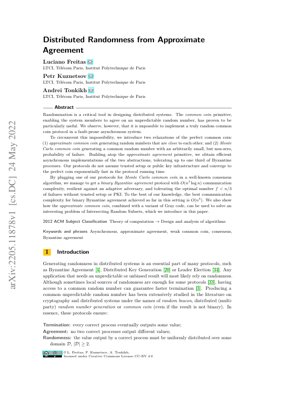 Kifuniko cha Waraka PDF - Uchangamano Usio na Mpangilio Kutoka kwa Makubaliano ya Takriban: Itifaki Zenye Uvumilivu za Kikatili za Byzantine Zisizo na Muda Sawa