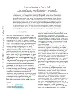 PDF 문서 표지 - 블록체인 시스템 작업 증명에서의 양자 우위